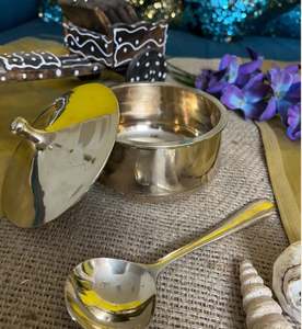 Ensemble de dîner Kansa en bronze gravé brillant paquet de 6 ramener à la maison le laiton Globe Kansa dîner ensemble gravé un paquet de 6 pièces - Product Image 5