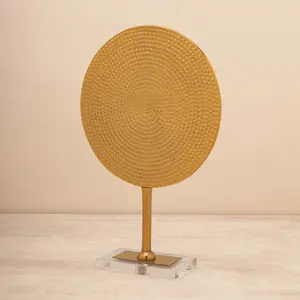 Producto más vendido, soporte de escultura redonda de Metal con acabado dorado, decoración de mesa de oficina en casa, regalo de boda, arte de pared - Product Image 2