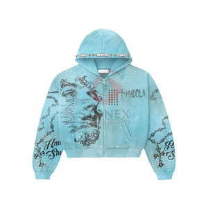 Sudaderas con capucha bordadas con estampado personalizado para mujer, forro polar de algodón 100%, logotipo frontal de Otoño/Invierno, servicio OEM, tamaño de Color personalizado - Product Image 1