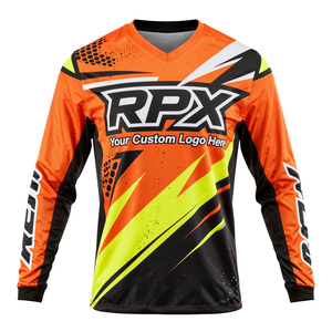 เสื้อเจอร์ซีย์มอเตอร์ครอส RPX แบบสั่งทำพิเศษ แขนยาว พิมพ์ลายแบบ Sublimation แห้งเร็ว เสื้อแข่งสำหรับผู้ชาย สีส้ม เหลืองนีออน ดำ เสื้อเจอร์ซีย์มอเตอร์ครอส - Product Image 2