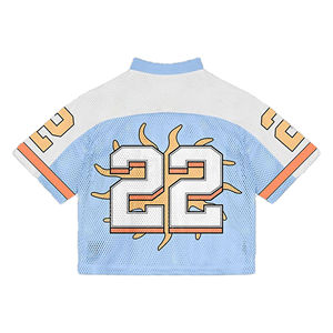 Maillot de football américain personnalisé en mesh à manches courtes, respirant, unisexe, coupe ample et carrée pour l'entraînement - Product Image 2