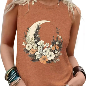 Débardeurs sans manches pour femmes 2025 été Blouses décontractées t-shirts graphiques coupe ample col rond vacances tenues chemises - Product Image 6