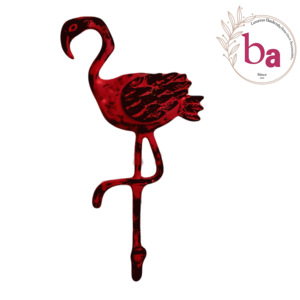 Sombrero de abrigo de pared de pájaro flamenco rojo hecho a mano y colgador de llavero diseño de hierro fundido desgastado - Product Image 1