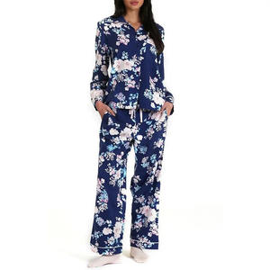 Conjunto de Pijama Térmico de Calidad Superior para Mujer, Cintura Elástica, Camisa de Manga Larga y Pantalones, Hecho con Tela de Algodón, Seda y Satén - Product Image 2