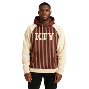 KAP Sweat à capuche marron manches raglan neutres à fines rayures en coton mélangé vêtements de fraternité grecque Divine Nine HBCU Greek Merch - Product Image 1