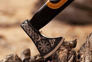 High Quality Carbon Steel <b>Axe</b> Hatchet With Latest Design Premium Wooden <b>Handle</b> With Head Leather Cover - Product Image 4