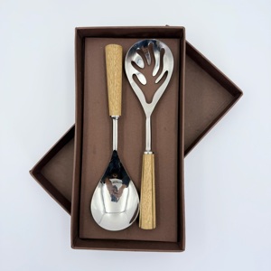 ชุดช้อนสลัด 2 ชิ้น ผิวขัดเงา สแตนเลส พร้อมกล่องคุณภาพสูง สำหรับใช้ในบ้านและร้านอาหาร - Product Image 1