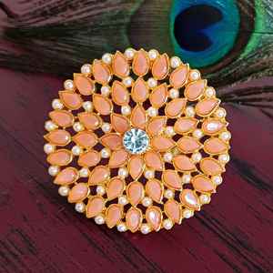 Joyería nupcial India Proveedor chapado en oro Anillo de dedo grande ajustable de cristal Indain Fabricante Mayorista Joyería para mujeres - Product Image 2