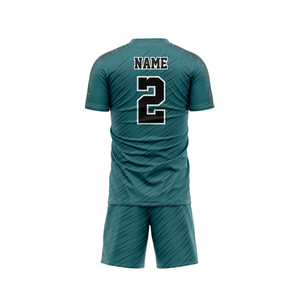 Uniforme de Fútbol Sublimado con Cuello en V, Personalizado con Nombre/Número de Equipo, Hecho con Tela de Poliéster Transpirable, Incluye Calcetines y Bolsa - Product Image 4