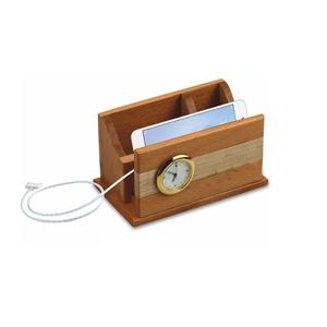 Organizador de escritorio de madera de diseño moderno con suministro al por mayor de reloj para uso doméstico Precio a granel disponible de la India - Product Image 1