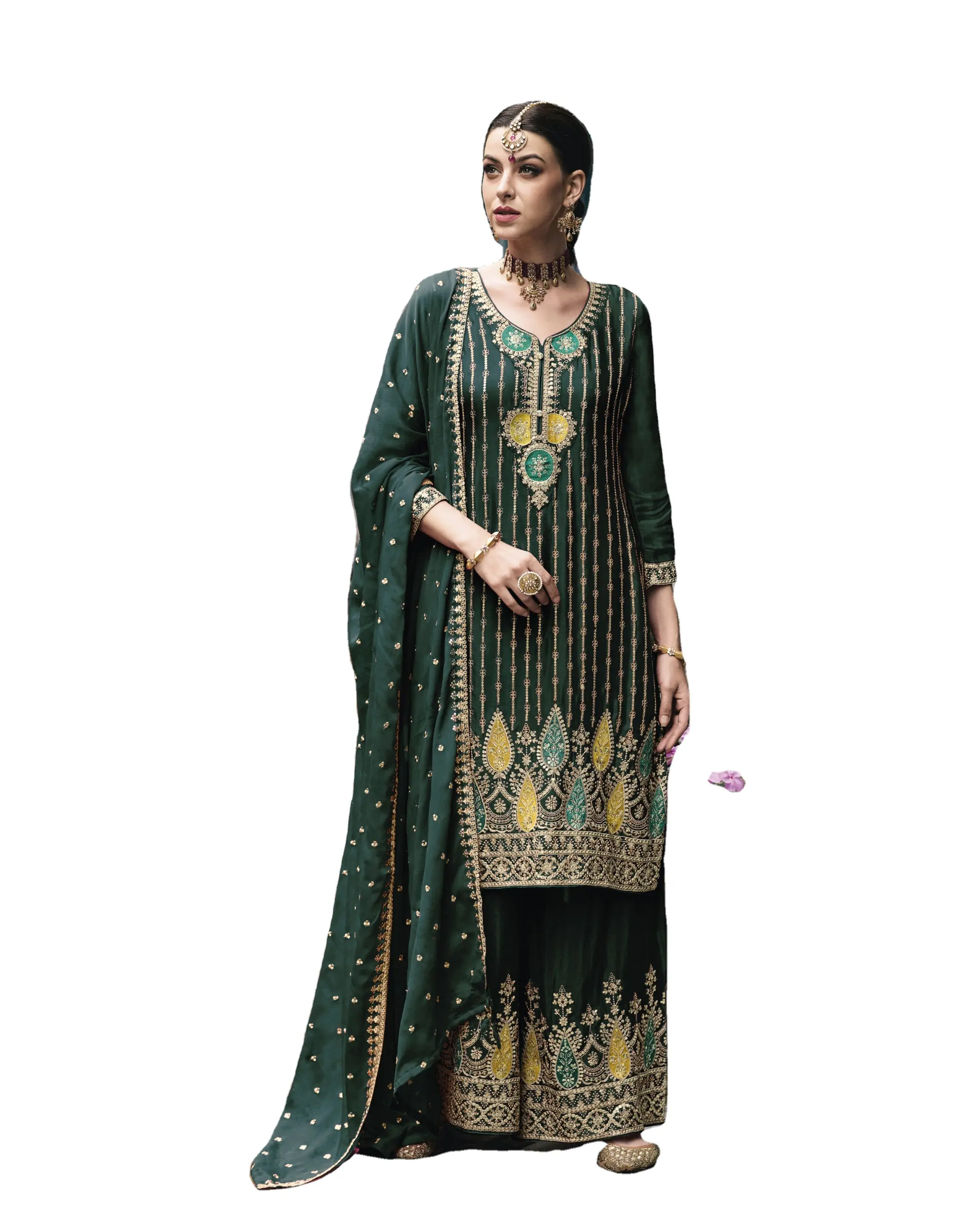 Most Selling Trendy Branded Readymade Chinon Salwar Suit for Festive Wear Use Available at Wholesale Price
