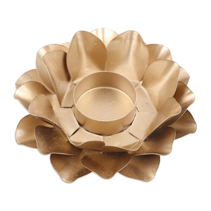 Excelente portavelas de luz de té votivo de Metal con forma de hoja de oro para decoración del hogar para Diwali decoración de escritorio de estudio de mesa festiva - Product Image 3