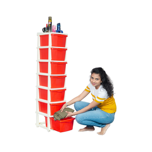 PARASNATH Boxo 7 Layer Multi-Purpose Modular <b>Drawer</b> <b>Storage</b> System for Home and Office with Trolley Wheels and Anti-Slip Shoes - Product Image 2