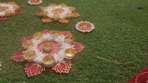 Ensemble de fleurs faites à la main Rangoli photophore bougeoir lotus décor à la maison, décor de Table Diwali indien, décor d'entrée à la maison Tea Party - Product Image 5