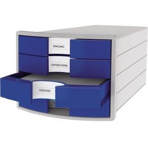 HAN IMPULS Light Gray Desktop & <b>Drawer</b> Organizer with 4 Blue <b>Drawers</b> DIN A4 & DIN C4 Sizes Polystyrene Material - Product Image 4