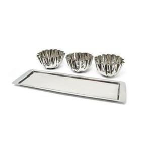 Plateau de service de haute qualité, forme et taille personnalisées, avec poignées dorées, plateau en acier inoxydable, disponible chez Rana Overseas Inc - Product Image 6