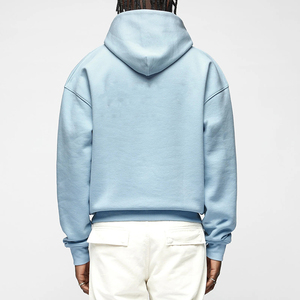 Ropa de calle de lana azul oscuro de algodón grueso de alta calidad, lisa, de gran tamaño, en blanco, venta al por mayor, sudaderas con capucha sin cordón Reino Unido - Product Image 6