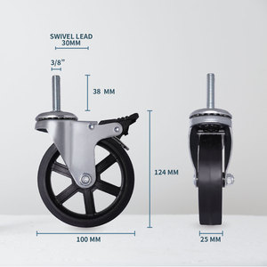 Rueda de goma de bloqueo CCE de 4 pulgadas con vástago 3/8 para estanterías de nivel - Product Image 2