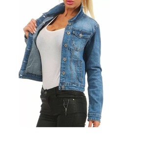 Nouvelle arrivée pour femmes en coton tricoté Style de vêtements de travail lâche décontracté revers à manches longues simple boutonnage fente latérale veste en jean de BD - Product Image 6