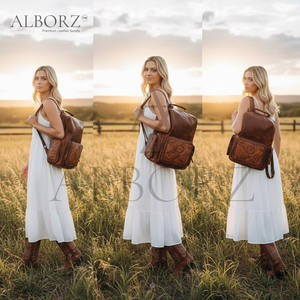 Nouveau sac à dos pour femme, en cuir véritable, fait à la main, style bohème, pour le collège, vente en gros, tendance - Product Image 3