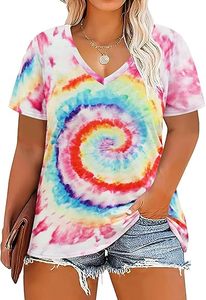 Tie Dye Print Camiseta de manga corta para mujer - Product Image 5