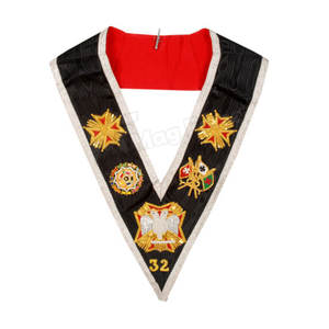 Collier maçonnique de 18e degré brodé à la main avec fil de bullion, qualité supérieure, personnalisé, Rose Croix - Product Image 1