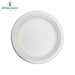 Plaques de bagasse biodégradables imperméables et résistantes à l'huile les plus vendues Plaque ronde de 9 "au Vietnam Écologique - Product Image 2