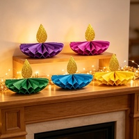 Nouvelle décoration de Diwali, lampe à huile en forme de nid d'abeille avec flamme scintillante, centre de table pour la fête des lumières indienne, décoration de table pour fête