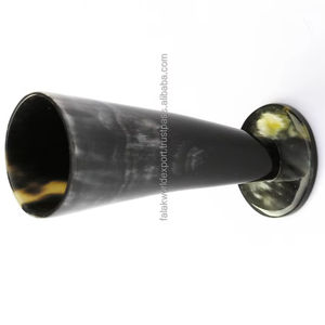 Vaso de chupito de cuerno para beber de búfalo de ágata vikinga con anillo inferior superior de latón, vaso de cuerno vikingo de buey para Mead Ale Fest FWE - Product Image 4