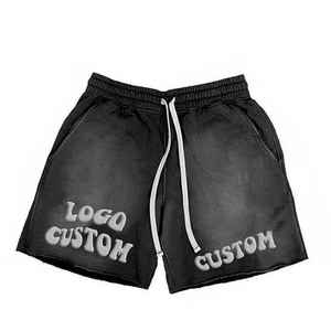 กางเกงขาสั้นผ้าฝ้ายผ้าฟลีซเทอร์รี่สำหรับผู้ชายกางเกงขาสั้นสำหรับซักเล่นกีฬาแบบผูกเชือกสั้นแบบกำหนดเอง - Product Image 2