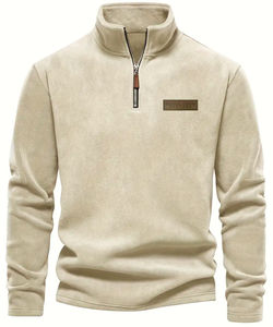 Sweat-shirt à col montant mi-zippé pour homme, vêtement de sport décontracté, manches longues, uni, teinture écologique, personnalisable, automne/hiver - Product Image 1