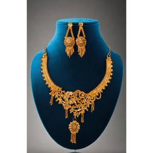 ชุดต่างหูสร้อยคอพร้อมสร้อยคอชุบทอง22K ชุดเครื่องประดับชุดสร้อยคอต่างหู - Product Image 1