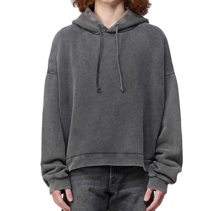 Nouveaux sweats à capuche courts sur mesure 100% coton baggy style coréen pulls à capuche pour femmes lavé à l'acide sweat à capuche de haute qualité - Product Image 4