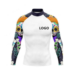 เสื้อแรชการ์ดโพลีเอสเตอร์แขนยาวสำหรับผู้ชาย เสื้อรัดกล้ามเนื้อ พิมพ์ลายตามสั่งสำหรับเล่นน้ำ - Product Image 6