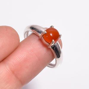 Anillo DE BODA clásico de Plata de Ley 925, piedra preciosa cornalina, joyería fina para compromiso, regalo de aniversario o fiesta - Product Image 3