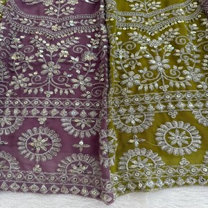 Faux Georgette Lehenga cosido con lentejuelas, blusa sin costuras y dupatta de encaje de cuatro lados para bodas y ocasiones festivas - Product Image 5