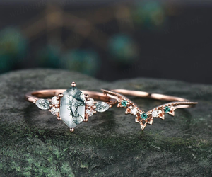 925 plata esterlina musgo ágata banda nupcial mujeres boda compromiso regalo de Navidad anillo joyería fina al por mayor a granel - Product Image 4