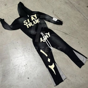 Bulk Quantity OEM Service Distress <b>Embroidery</b> Tracksuits Latest Style Distress <b>Embroidery</b> Tracksuits - Product Image 2