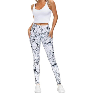 Pantalon de yoga et de sport pour femme, taille haute, à carreaux, respirant, écologique, en Spandex/Nylon, longueur intégrale, avec fermeture élastique à la taille et antidérapant - Product Image 5