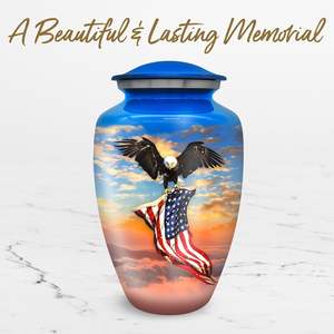 Urnas de águila azul para cenizas humanas-Azul con águila-Honra a tu ser querido con urnas de bandera americana para urna de águila americana - Product Image 5