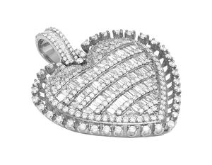 จี้รูปหัวใจประดับเพชรโมอิสซาไนต์ VVS หรูหรา ชุบทองคำขาวบนเงินแท้ 925  แบบเต็มเม็ด  สำหรับผู้ชาย สไตล์ฮิปฮอป เครื่องประดับคุณภาพสูง - Product Image 2