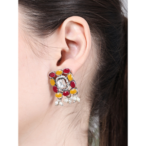 สร้อยคอโมติสี่เหลี่ยมสีส้มแดงกับเพทายสำหรับงานแต่งงาน - Product Image 5