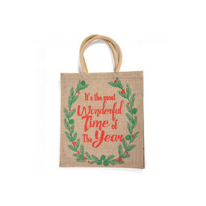 Bolsas de mano de arpillera y yute con diseño de letras ecológicas de alta calidad, bolsas de compras de moda a la venta - Product Image 1