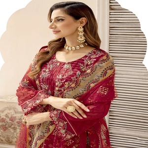 Costumes de créateurs pakistanais en mousseline de soie pour femmes Ramsha Vol A-9 Salwar Kameez & Indian Kurta Set Broderie lourde pour vêtements de fête de luxe - Product Image 6