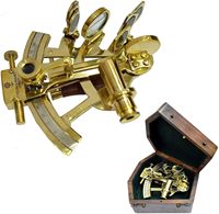 Sextant de navire en laiton massif de style antique avec boîte en cuir Trophées et plaques élégants Approvisionnement en gros de l'Inde