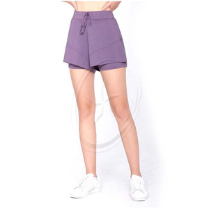 Short de course élastique taille haute pour femme Fitness à séchage rapide 2-en-1 Marathon respirant grande taille Short de sport poche sans couture - Product Image 1