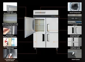 Refrigerador comercial profesional de 4 puertas de acero inoxidable Reach In 1340 Ltrs Refrigerado por aire GN 1340 TNM SS 304 Interior - Product Image 3