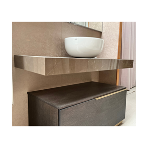 Estante de Porcelana Efecto Mármol Beige Hecho a Mano en Italia, 120x50x10 cm, Acabado Brillante, Uniones a la Inglesa - Product Image 1