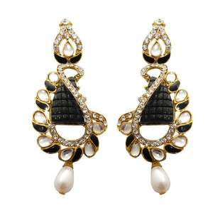 Kriaa kundan meenakari ต่างหูห้อยหินชุบทองต่างหูห่วง - Product Image 1