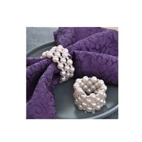 Rond de serviette en argent avec perles blanches disposées en spirale accessoires décoratifs royaux anneau de serviette pour restaurant